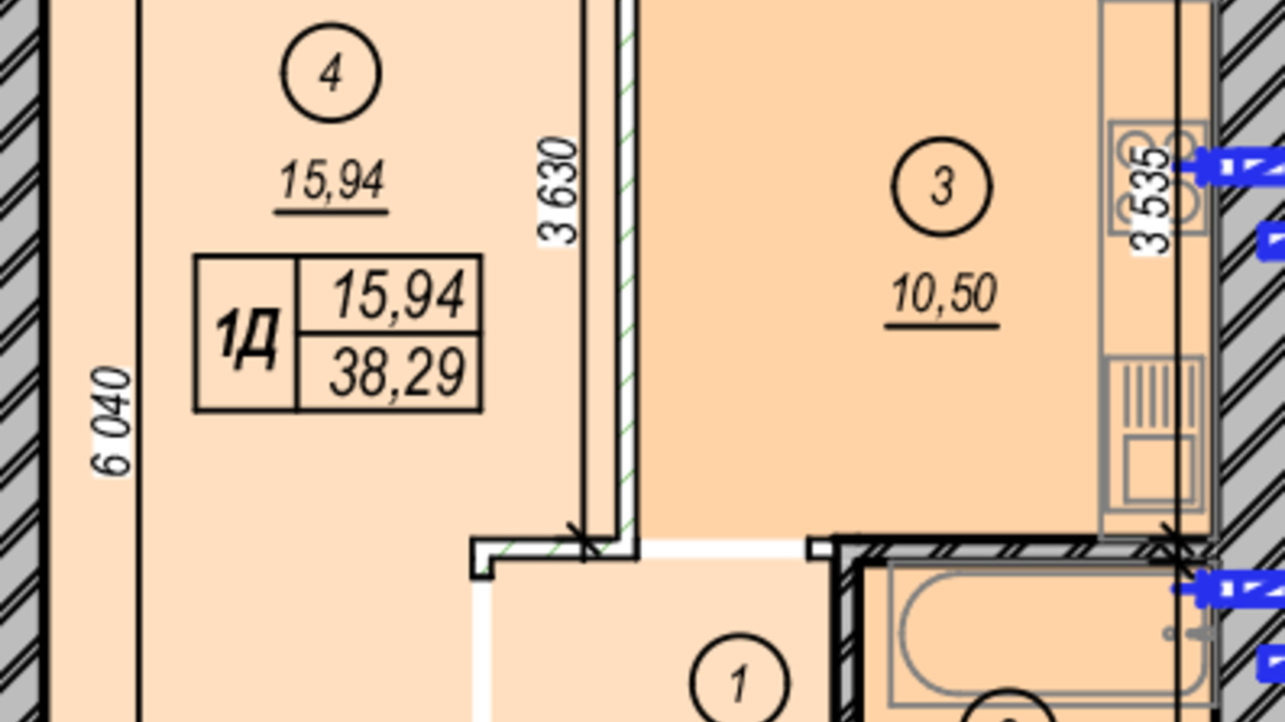 Планировка 1-комнатной квартиры в ЖК Молодость 38.29 м², фото 675370