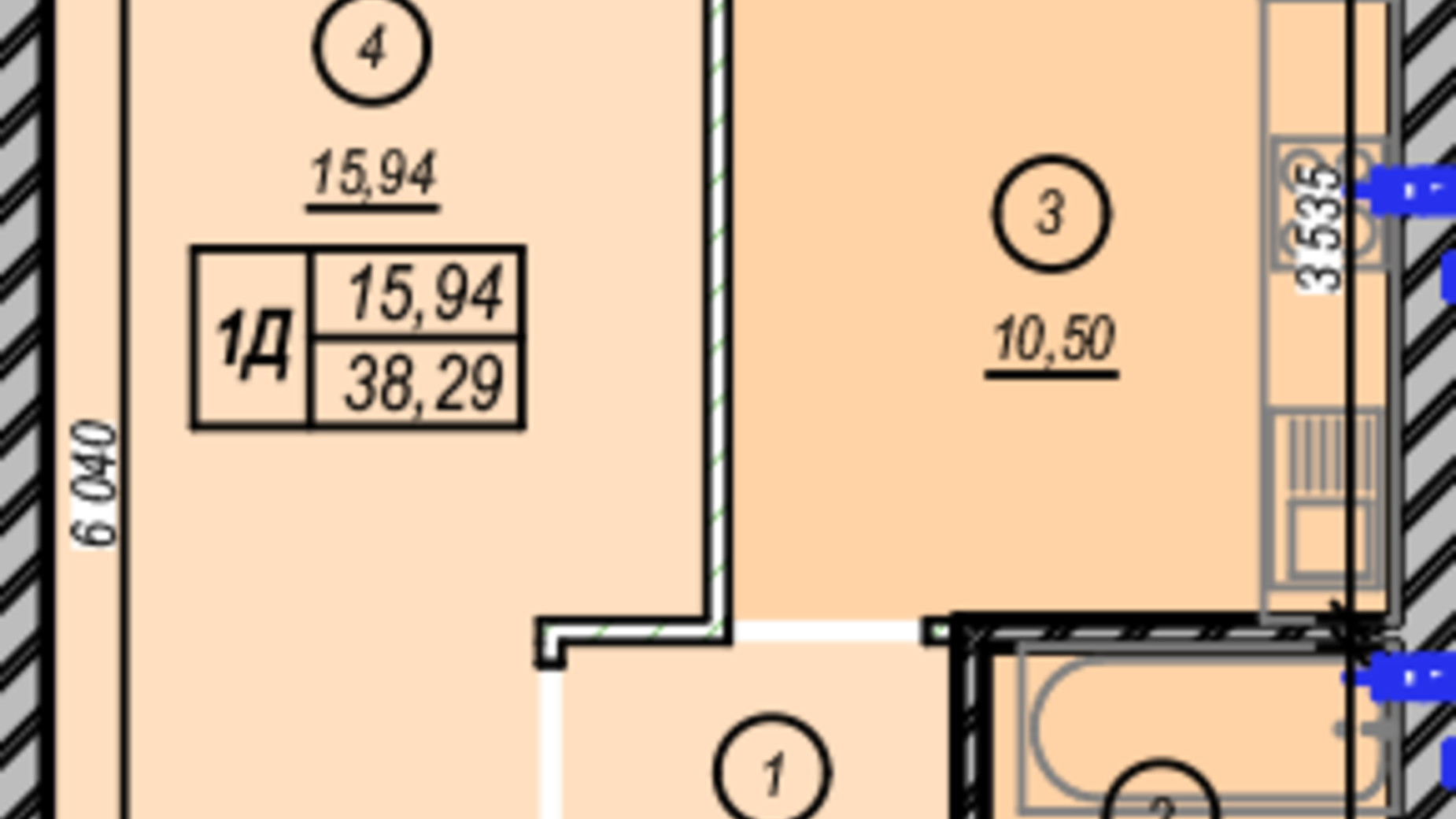 Планировка 1-комнатной квартиры в ЖК Молодость 38.29 м², фото 675371