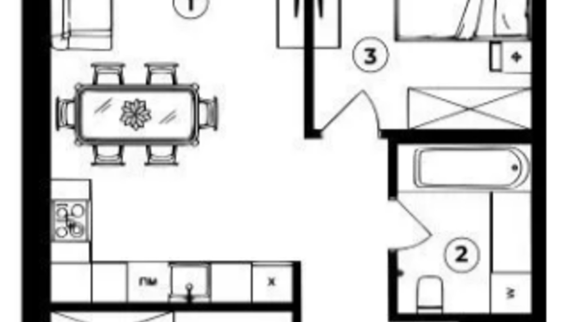 Планировка таунхауса в Таунхаус Motuz Hill 75 м², фото 676587