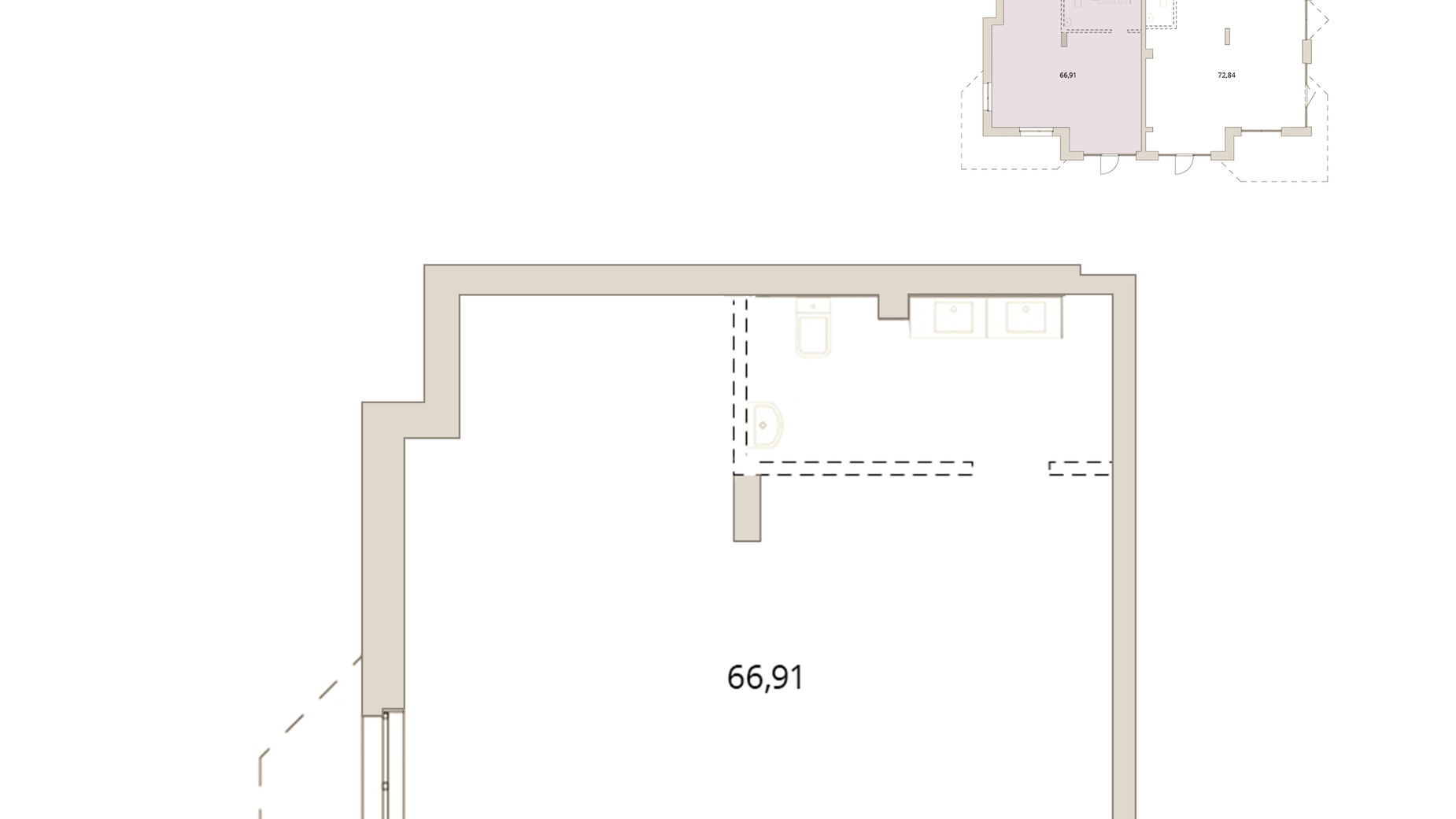 Планировка помещения в ЖК Dream Lake 66.91 м², фото 677332