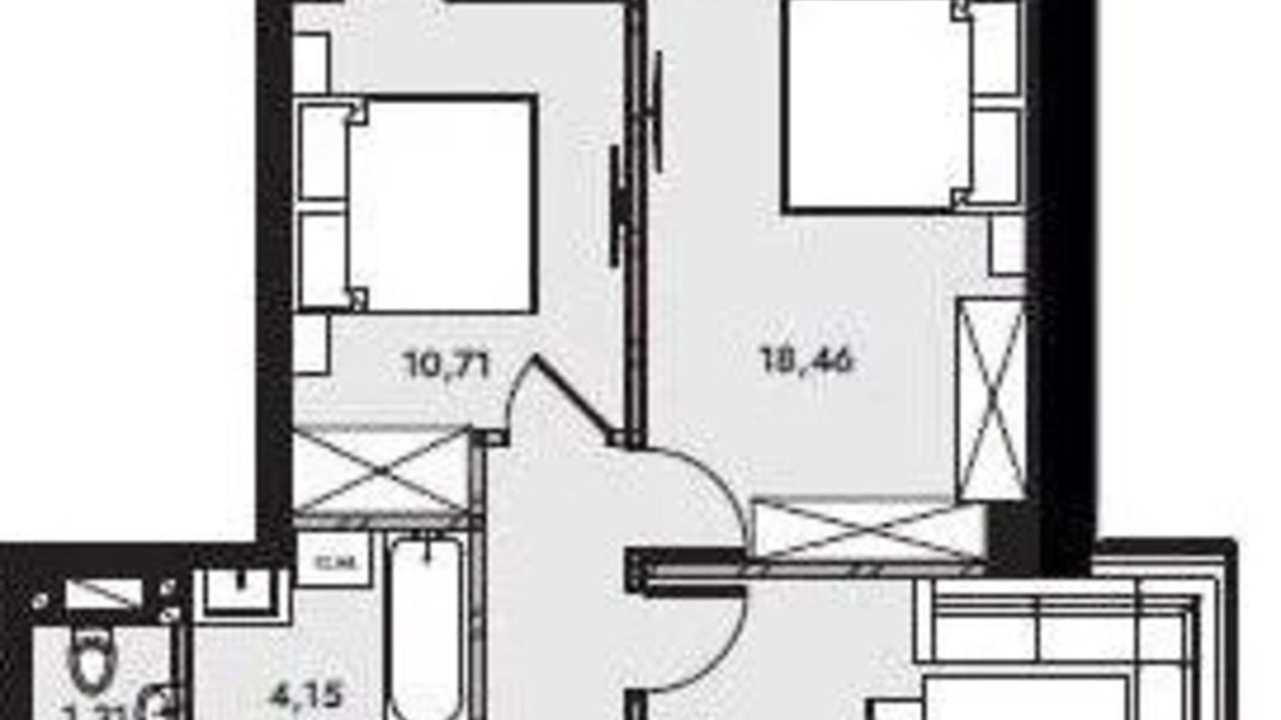 Планировка 2-комнатной квартиры в ЖК Compass 64.7 м², фото 678433