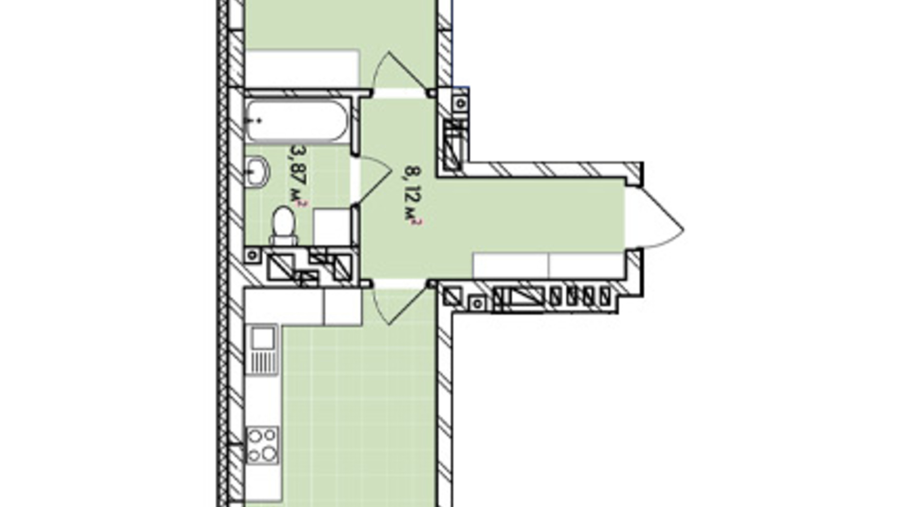 Планировка 1-комнатной квартиры в ЖК Софиевка 53.7 м², фото 678571
