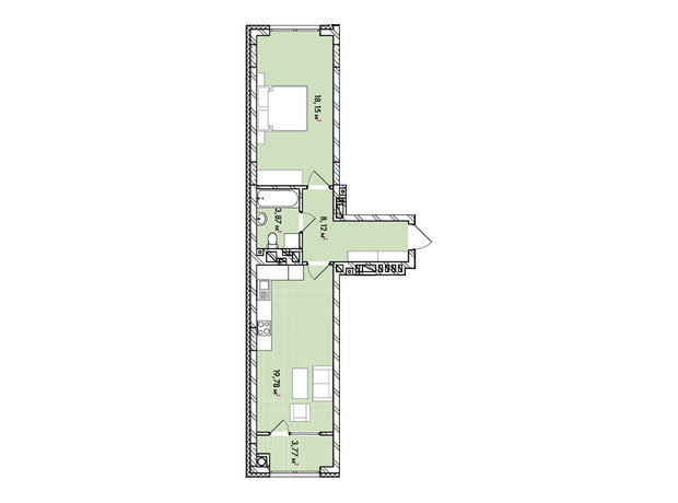 ЖК Софиевка: планировка 1-комнатной квартиры 53.7 м²