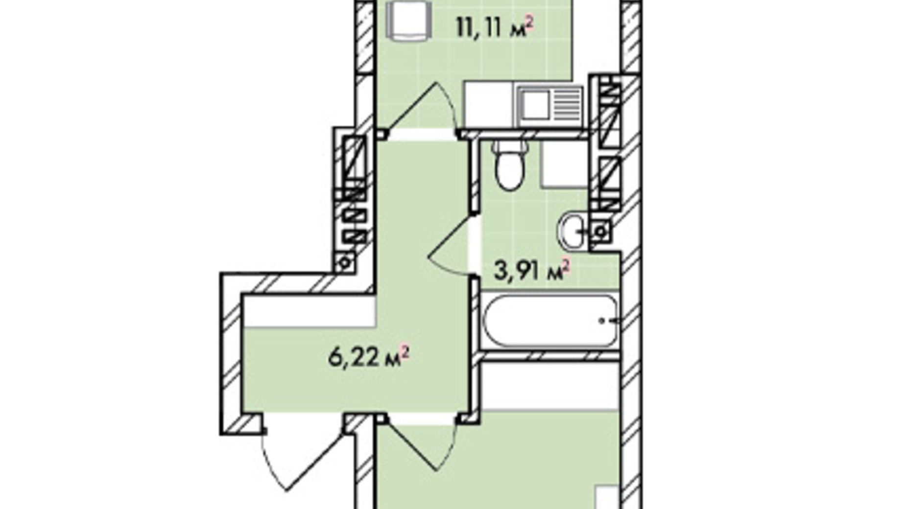 Планировка 1-комнатной квартиры в ЖК Софиевка 40.5 м², фото 678593
