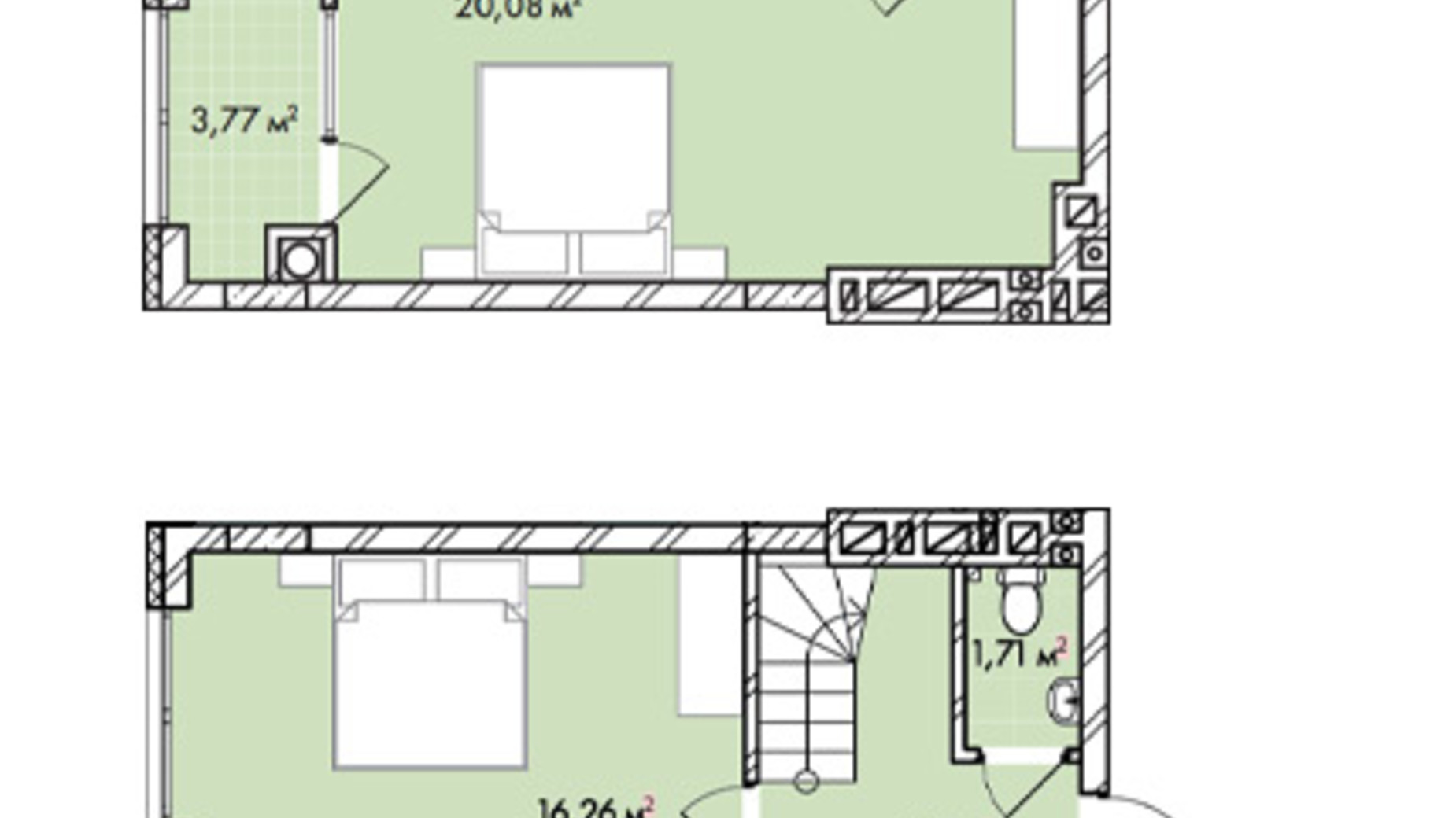 Планировка много­уровневой квартиры в ЖК Софиевка 95 м², фото 678598