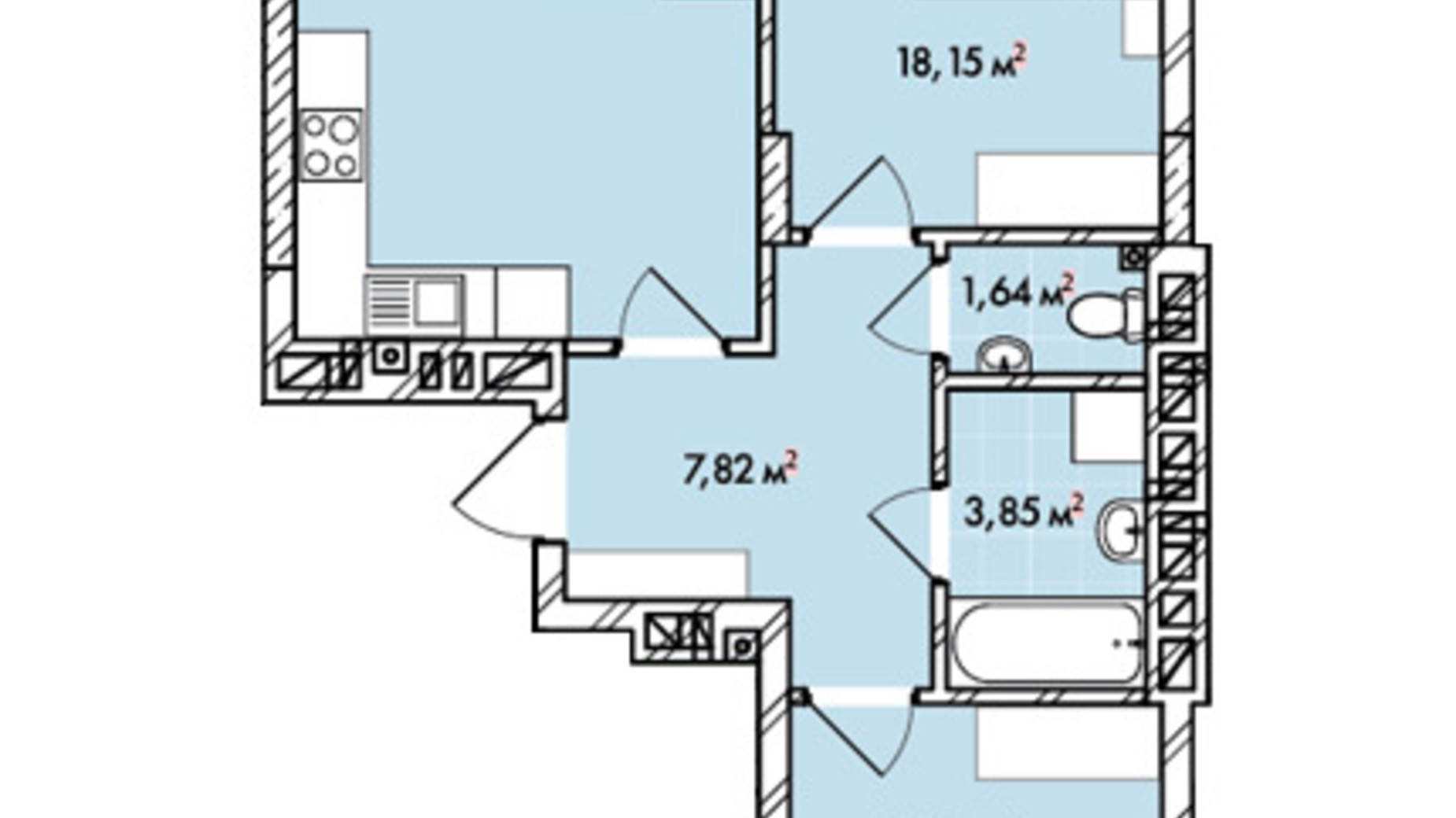 Планування 2-кімнатної квартири в ЖК Софіївка 70.6 м², фото 678607