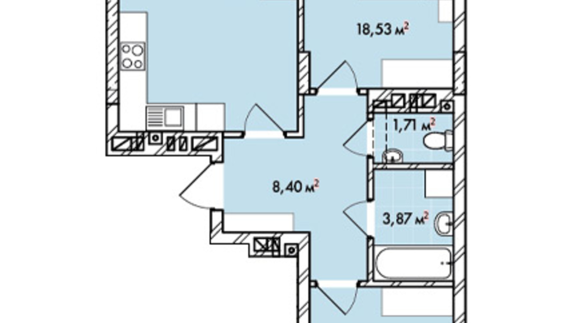 Планування 2-кімнатної квартири в ЖК Софіївка 70.9 м², фото 678613