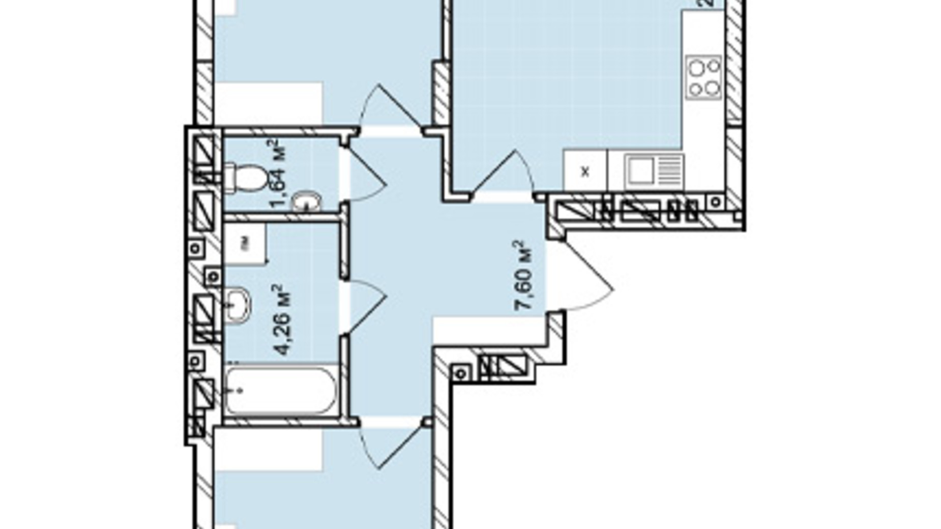 Планування 2-кімнатної квартири в ЖК Софіївка 72.98 м², фото 678820