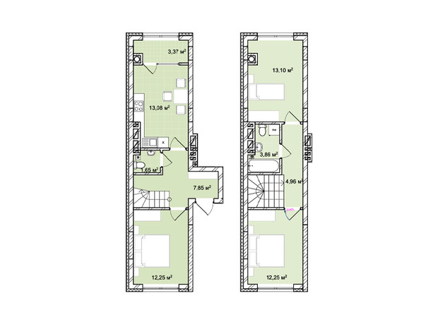ЖК Софиевка: планировка 3-комнатной квартиры 72.37 м²