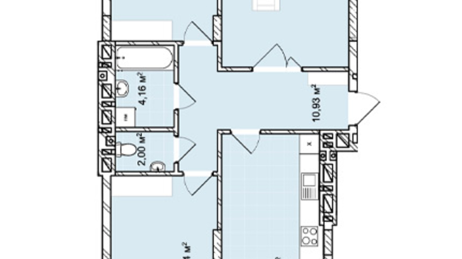 Планування 3-кімнатної квартири в ЖК Софіївка 106.1 м², фото 678832