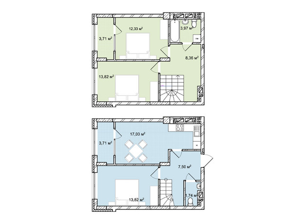 ЖК Софиевка: планировка 3-комнатной квартиры 85.99 м²