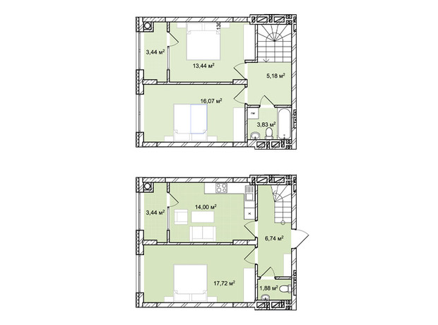 ЖК Софиевка: планировка 3-комнатной квартиры 85.74 м²