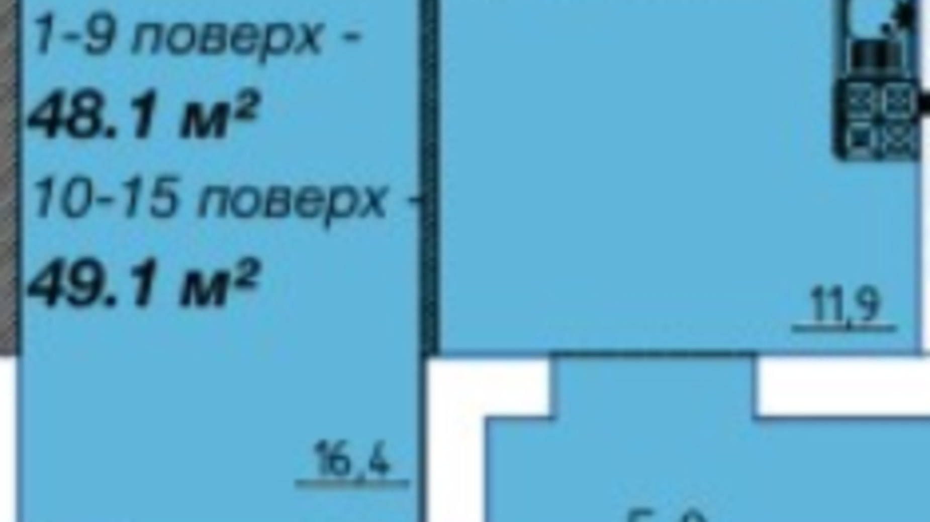 Планування 1-кімнатної квартири в ЖК Графський 49.1 м², фото 678868