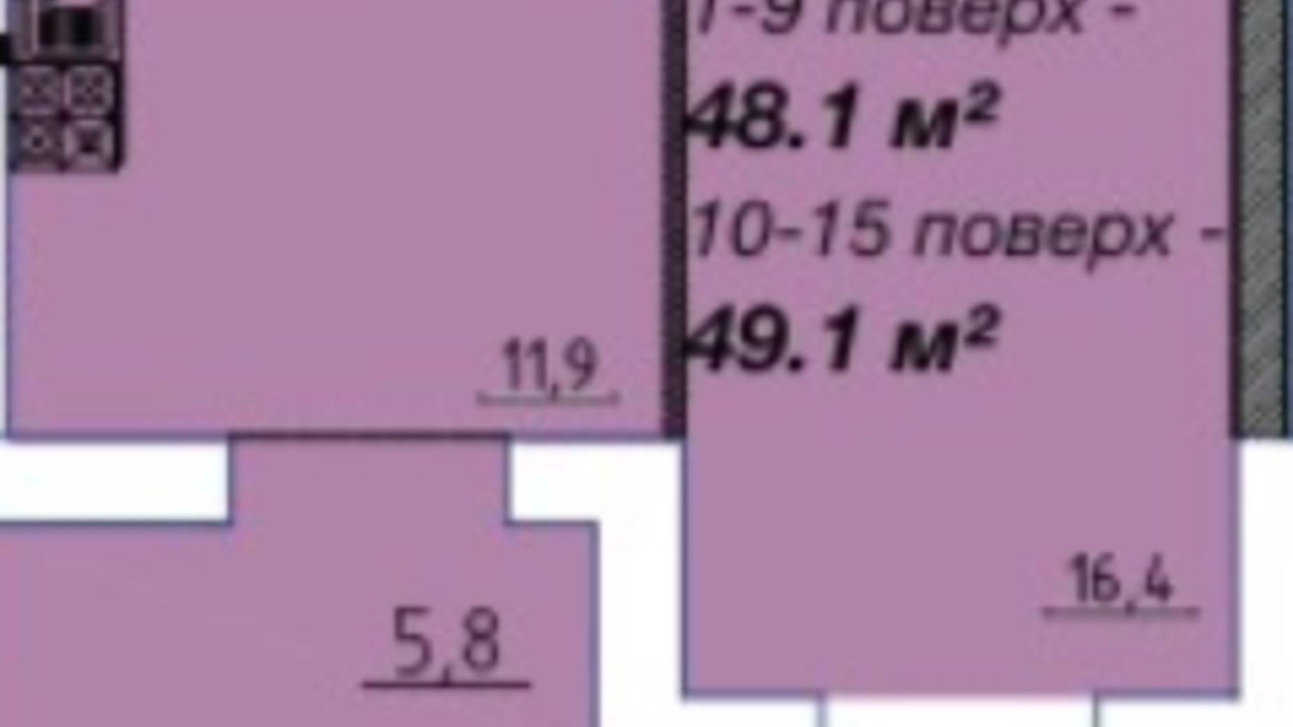 Планировка 1-комнатной квартиры в ЖК Графский 49.1 м², фото 678869