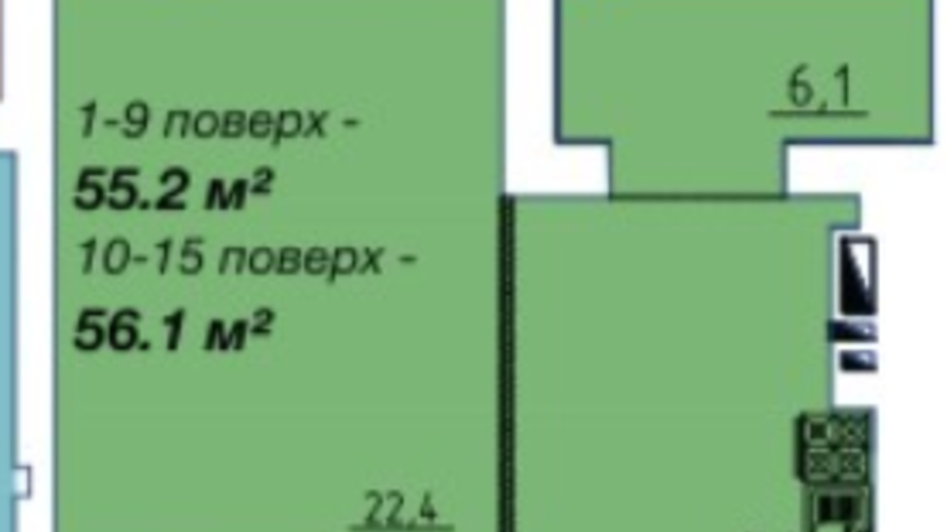 Планировка 1-комнатной квартиры в ЖК Графский 56.1 м², фото 678873