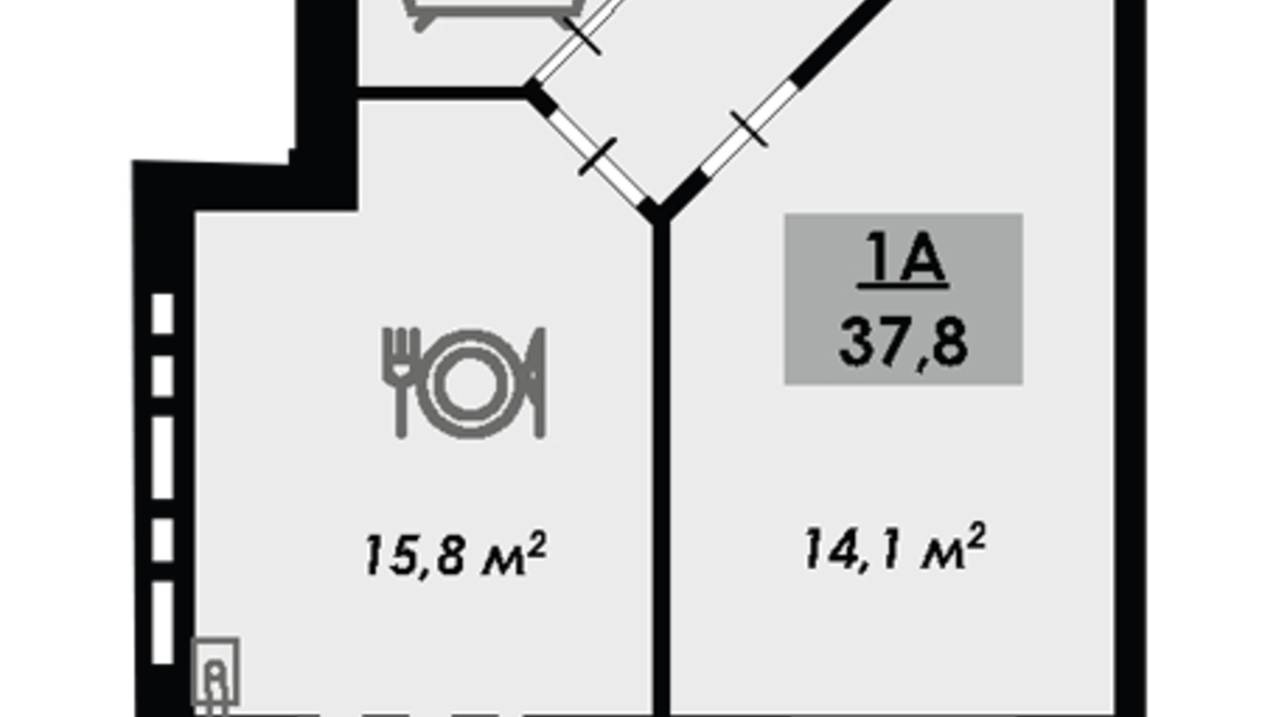 Планування 1-кімнатної квартири в ЖК Рідний Дім 37.8 м², фото 679023