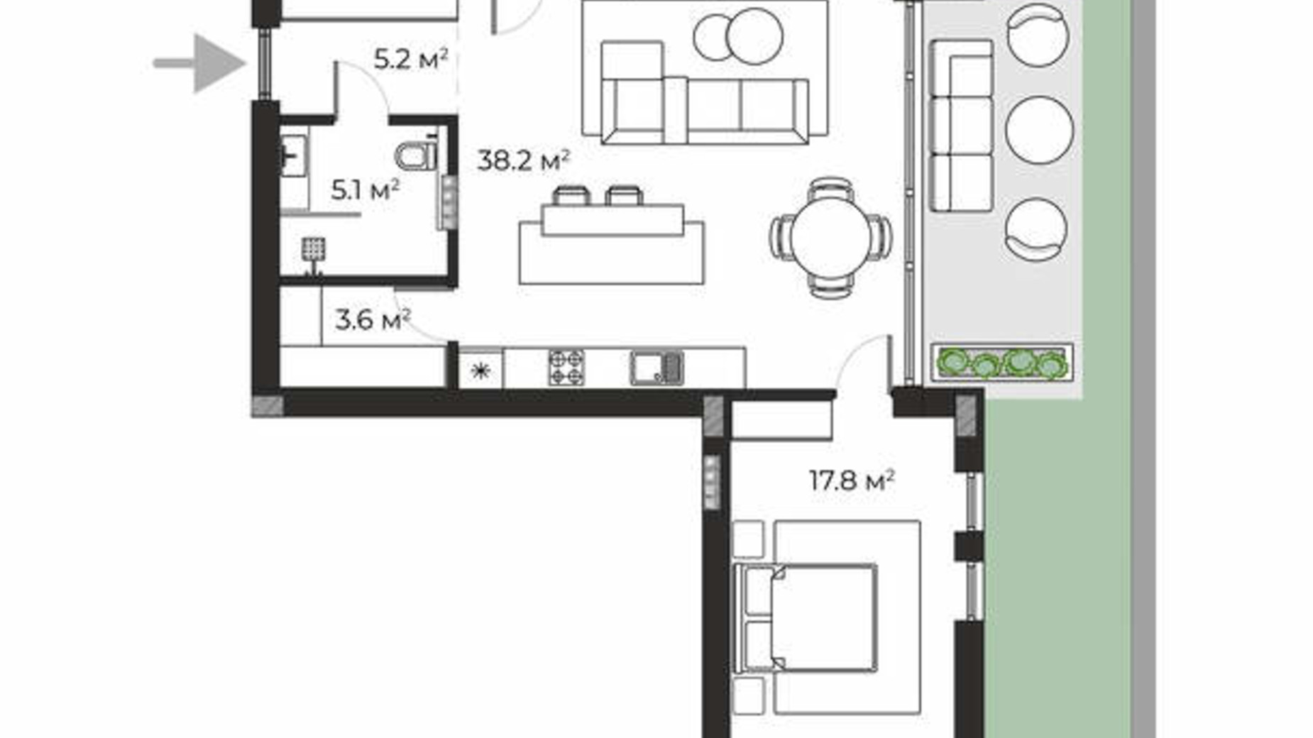 Планировка 3-комнатной квартиры в ЖК Sherwood 111 м², фото 679055