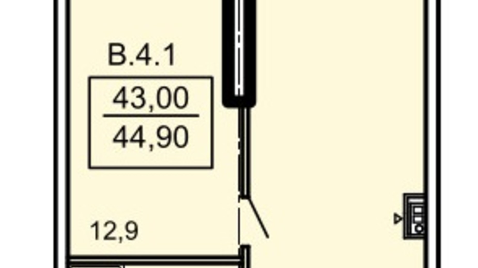 Планировка 1-комнатной квартиры в ЖК Акрополь 44.9 м², фото 679259