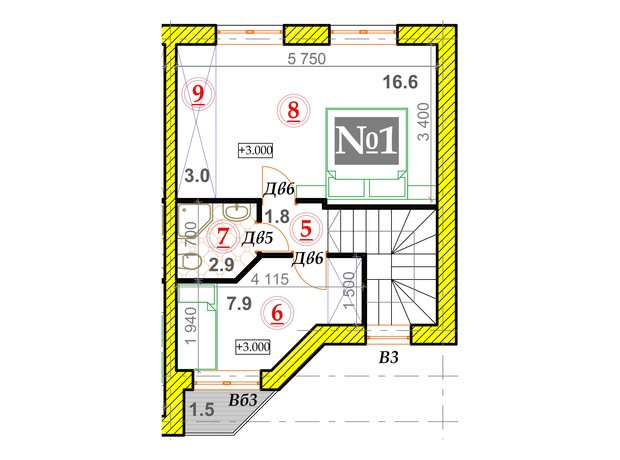 Таунхаус Belissimo Town: планировка 2-комнатной квартиры 70.5 м²