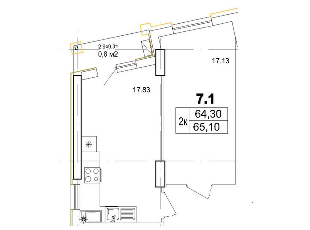 Апарт-комплекс Итака: планировка 3-комнатной квартиры 140.41 м²