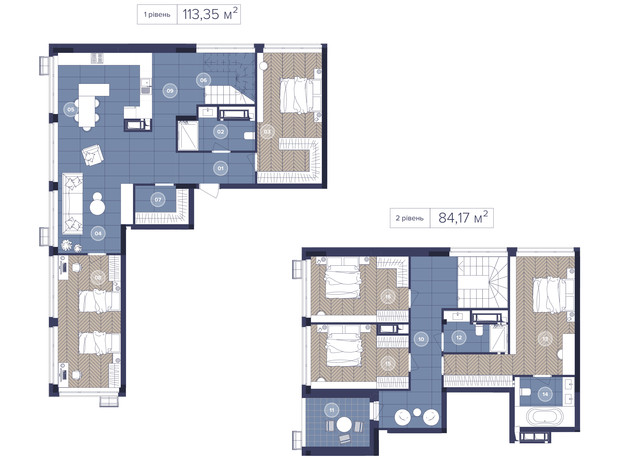 ЖК Dnipro Island: планировка 5-комнатной квартиры 197.52 м²