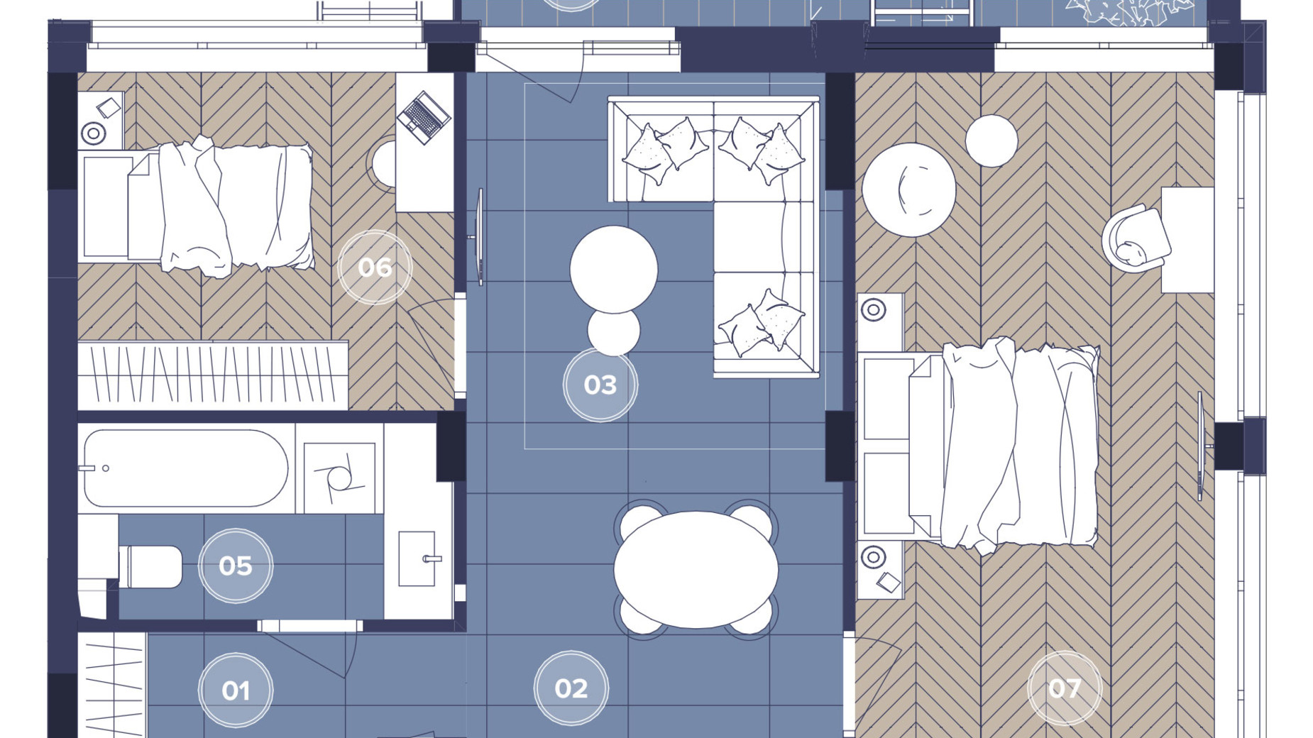 Планировка 2-комнатной квартиры в ЖК Dnipro Island 70.26 м², фото 679880