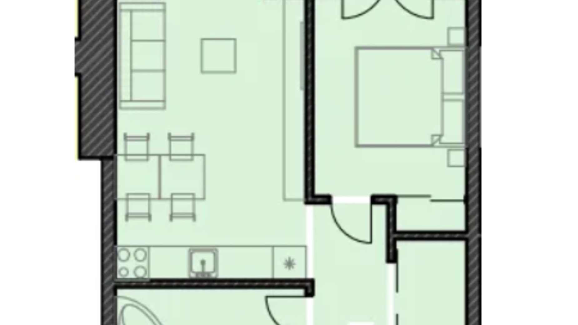 Планировка 1-комнатной квартиры в ЖК Юбилейный 48.68 м², фото 680759