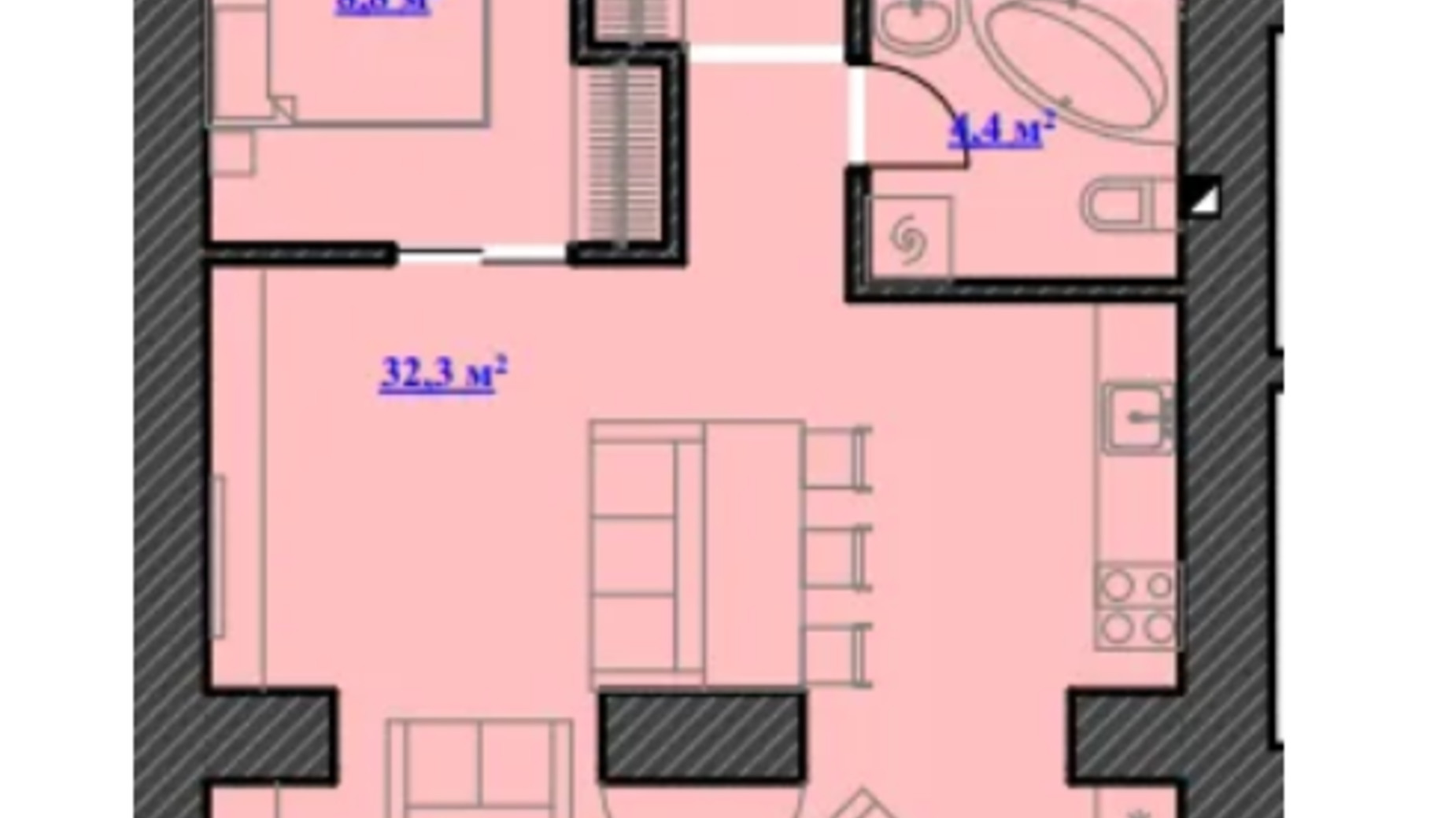 Планировка 1-комнатной квартиры в ЖК Юбилейный 51.6 м², фото 680761