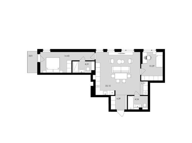 ЖК Avalon Holiday One: планировка 2-комнатной квартиры 74 м²
