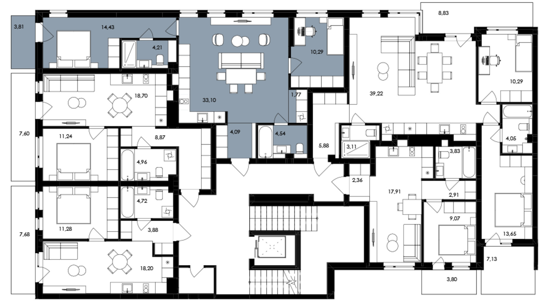 Планировка 2-комнатной квартиры в ЖК Avalon Holiday One 74 м², фото 681075
