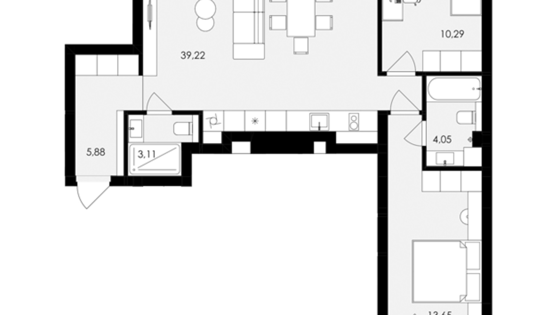 Планировка 2-комнатной квартиры в ЖК Avalon Holiday One 81 м², фото 681080