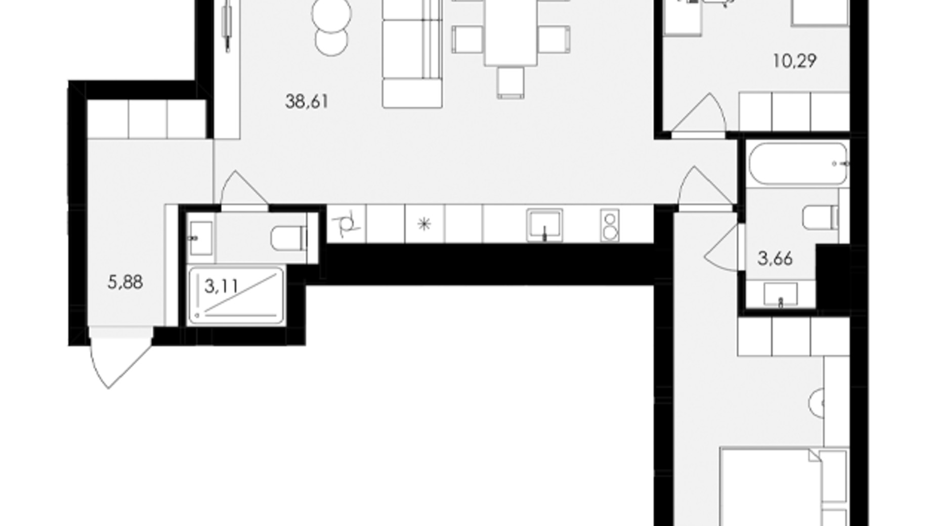 Планировка 2-комнатной квартиры в ЖК Avalon Holiday One 78 м², фото 681082