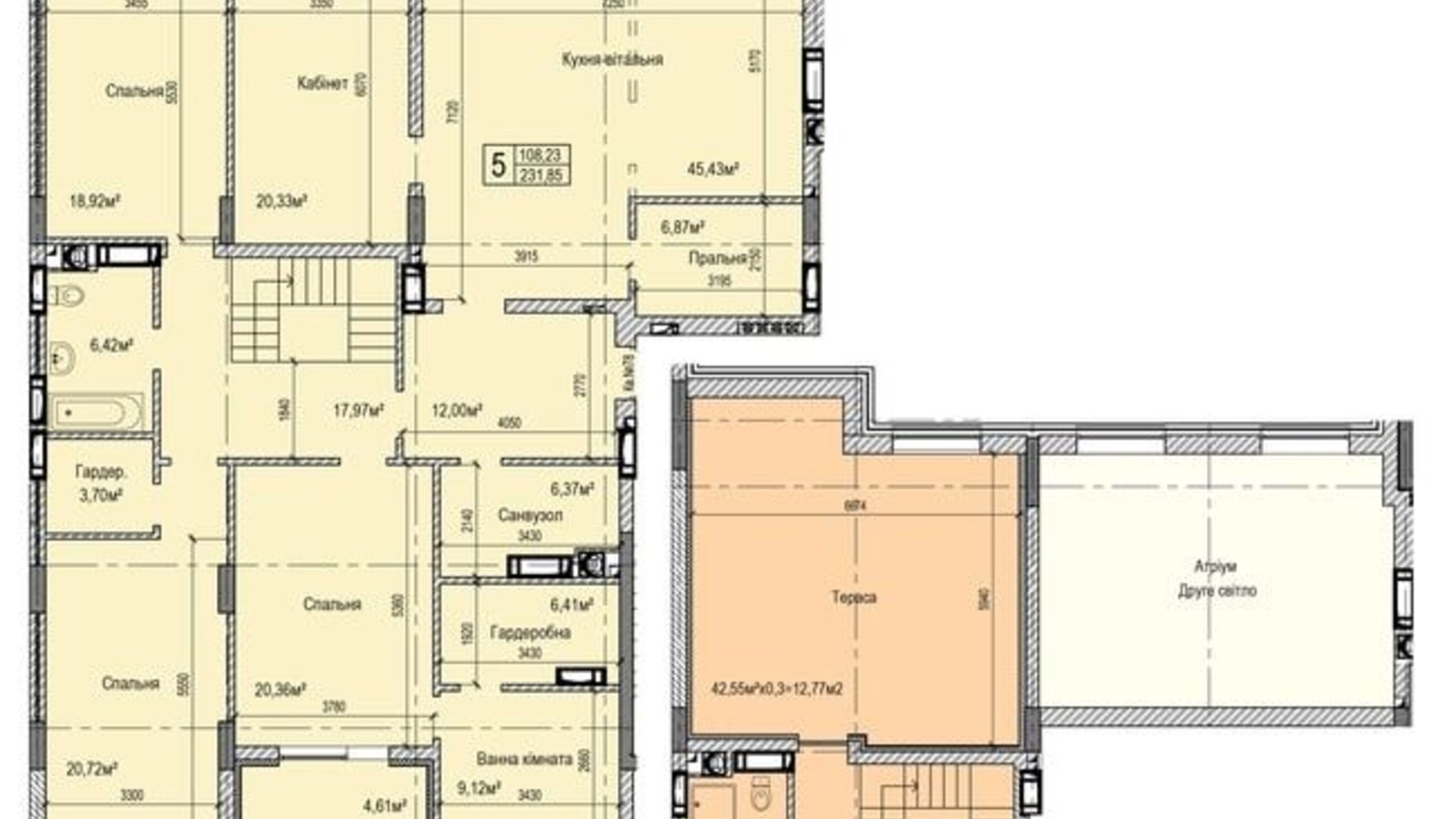 Планировка много­уровневой квартиры в ЖК Dynastia BC 241.2 м², фото 681185