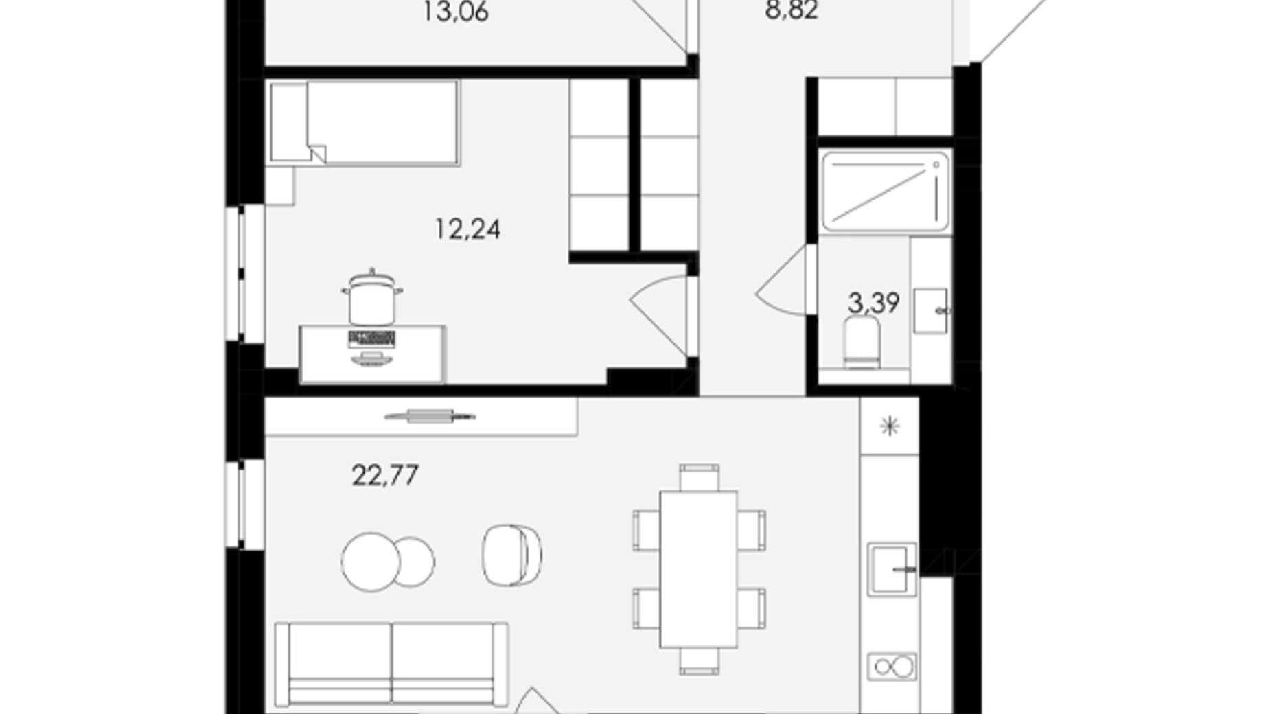 Планування 2-кімнатної квартири в ЖК Avalon Holiday 67 м², фото 681871
