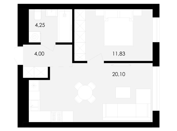 ЖК Avalon Holiday: планировка 1-комнатной квартиры 40 м²
