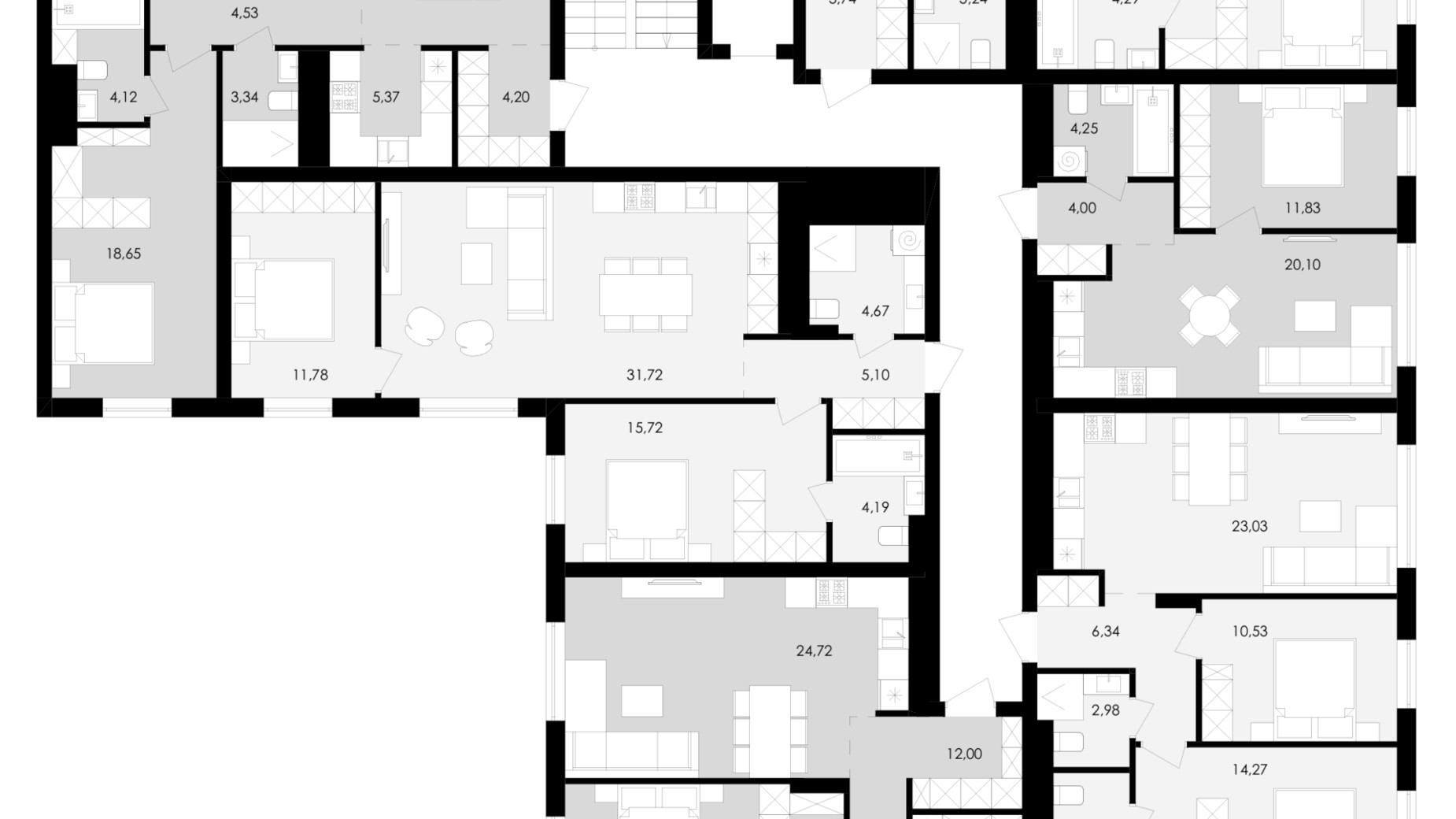 Планування 2-кімнатної квартири в ЖК Avalon Holiday 73 м², фото 681905