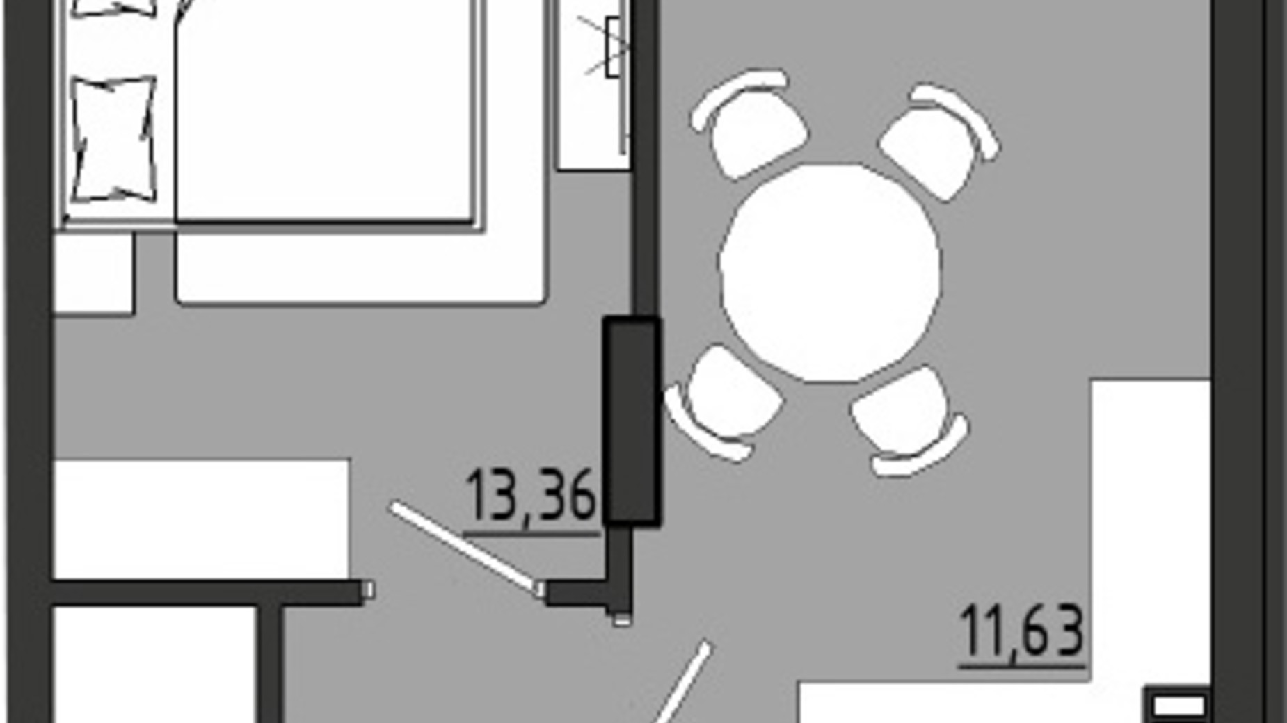 Планировка 1-комнатной квартиры в ЖР Сады Ривьеры 38.64 м², фото 681921