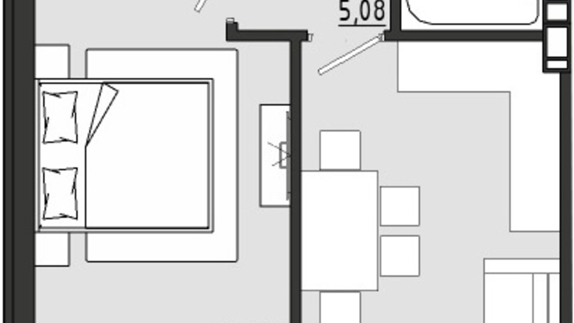 Планировка 1-комнатной квартиры в ЖР Сады Ривьеры 43.92 м², фото 681924