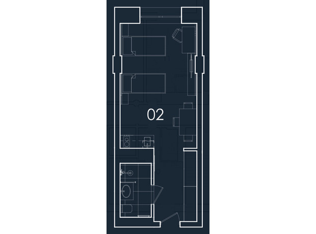 Апарт-комплекс Kristal Plaza: планування 1-кімнатної квартири 29.9 м²