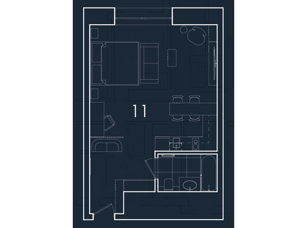 Апарт-комплекс Kristal Plaza: планування 1-кімнатної квартири 38.08 м²