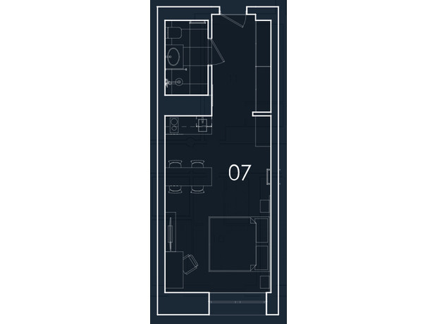 Апарт-комплекс Kristal Plaza: планування 1-кімнатної квартири 30.48 м²