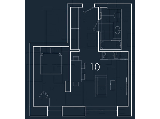 Апарт-комплекс Kristal Plaza: планування 1-кімнатної квартири 38 м²