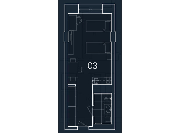 Апарт-комплекс Kristal Plaza: планування 1-кімнатної квартири 29.9 м²