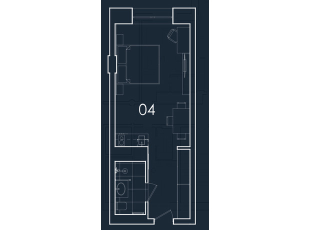 Апарт-комплекс Kristal Plaza: планування 1-кімнатної квартири 29.96 м²