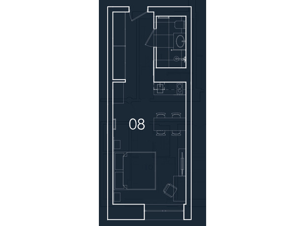 Апарт-комплекс Kristal Plaza: планування 1-кімнатної квартири 30.47 м²