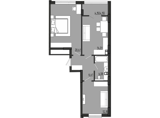 ЖР Сады Ривьеры: планировка 2-комнатной квартиры 61.96 м²