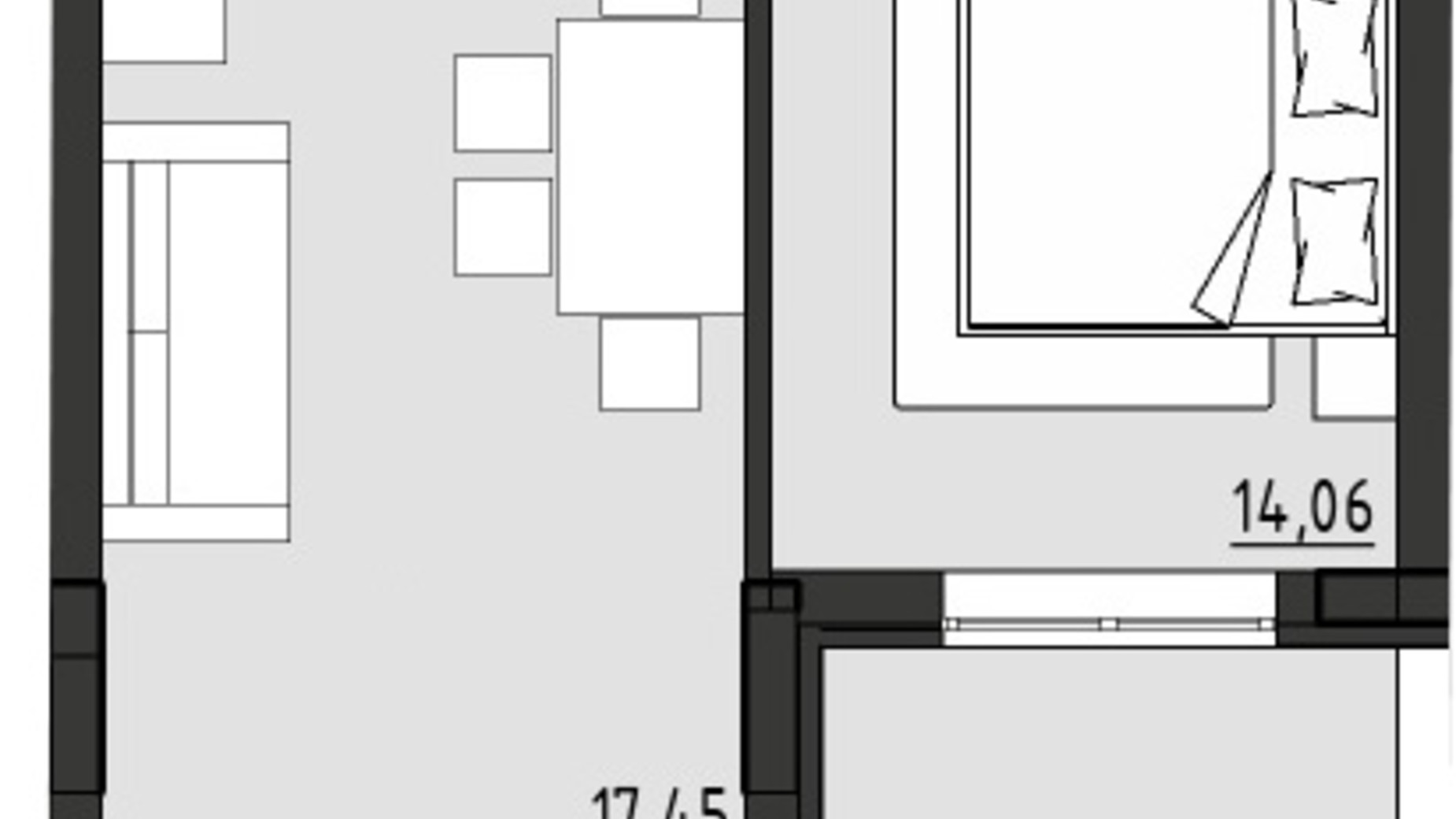 Планировка 1-комнатной квартиры в ЖР Сады Ривьеры 47.9 м², фото 682063