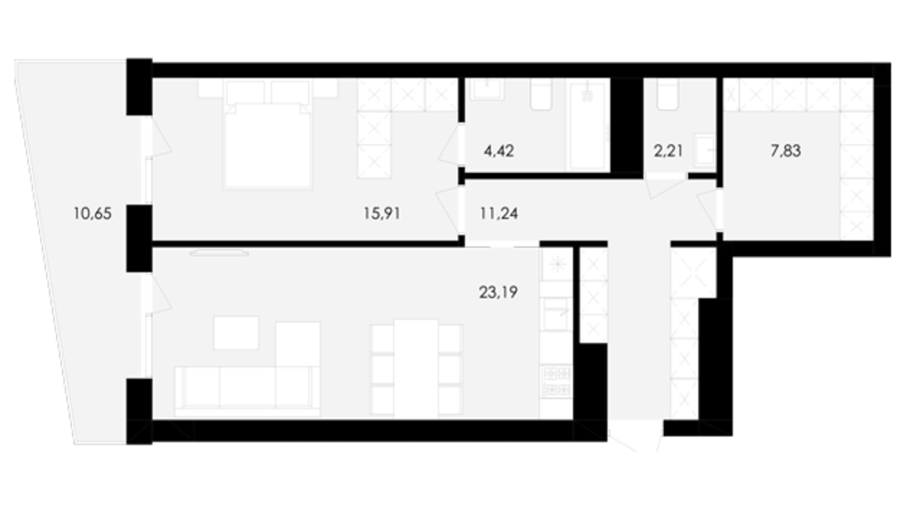 Планировка 1-комнатной квартиры в ЖК Avalon Yard 68 м², фото 682082