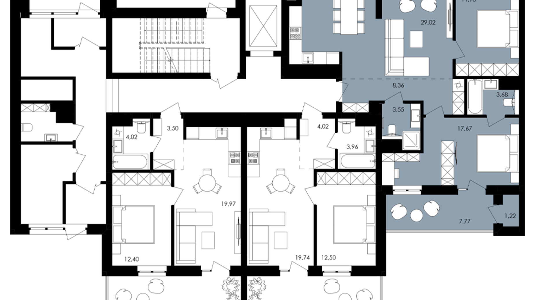 Планировка 2-комнатной квартиры в ЖК Avalon Yard 78 м², фото 682097