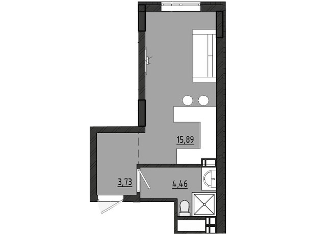 ЖР Сады Ривьеры: планировка 1-комнатной квартиры 24.08 м²